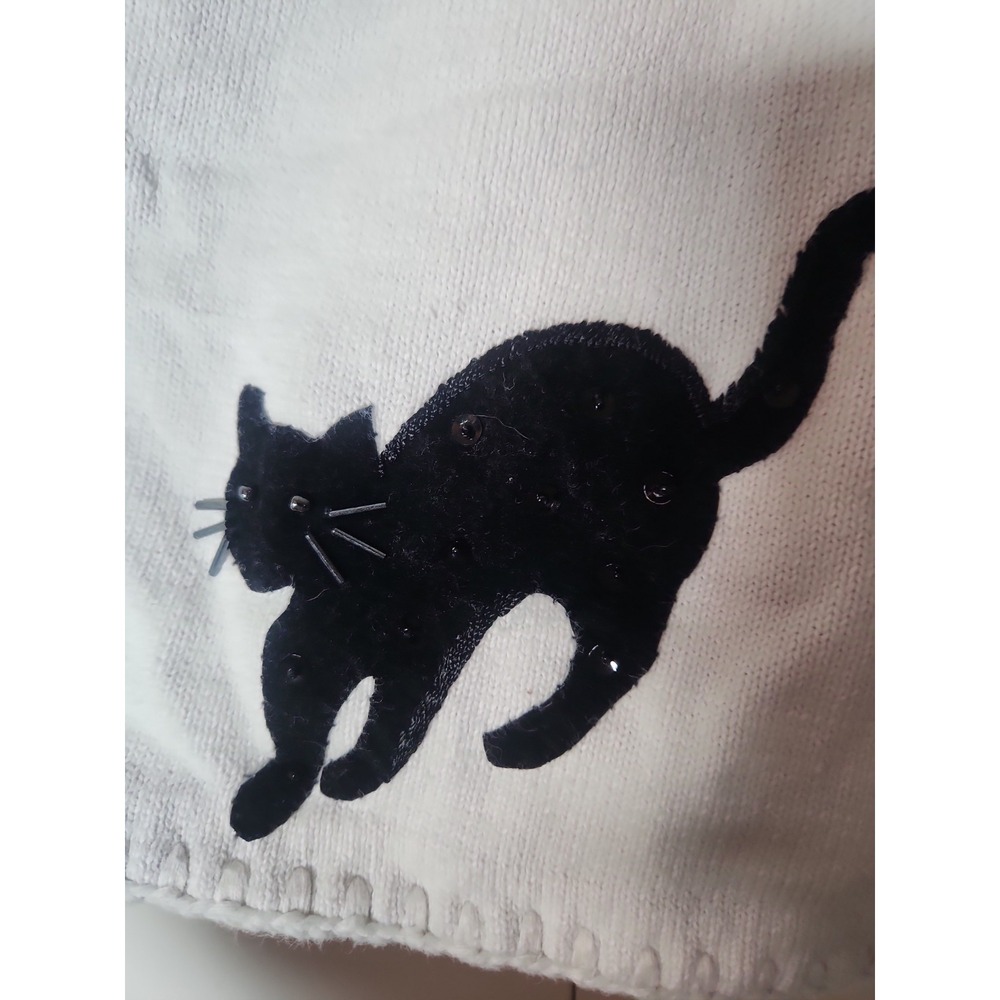Vintage Michael Simon Black Cats Knit Vest Women's Small White/Black Halloween - Picture 4 of 12